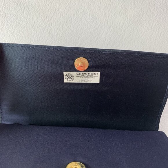 La Regale Navy Blue Fabric Rectangle Clutch Shoulder Evening Bag Purse 90’s - Picture 12 of 14